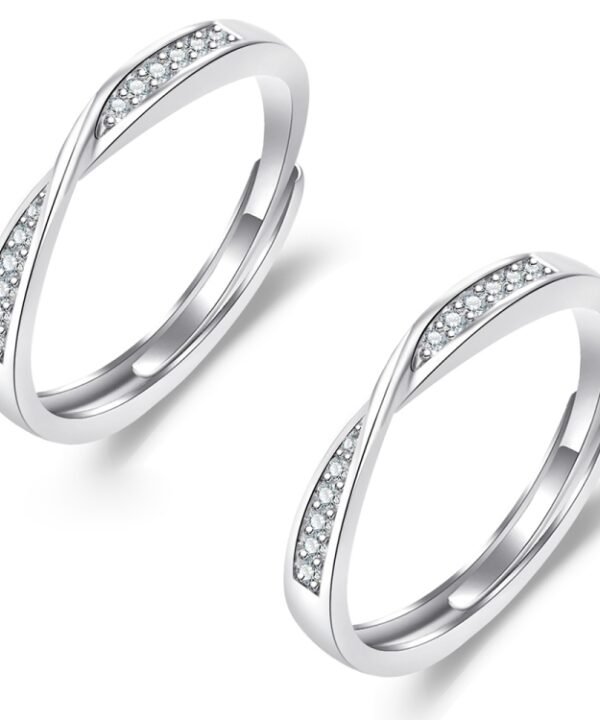 2 PCS Q38 Couples Mobius Twist Open Adjustable Ring, For Mens, For Womens