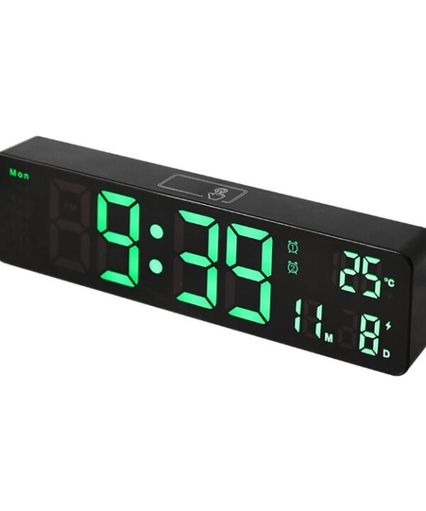 6625D LED Digital Alarm Clock Luminous Desktop Timer Temperature Display Alarm Clock, Black Shell Green Light, Black Shell White Light