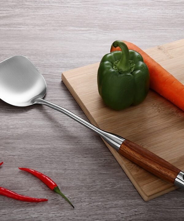 304 Stainless Steel Wooden Handle Kitchenware Kitchen Equipment, Style:, Fried Spatula, Soup Spoon, Slotted Spoon, Slotted Shovel, Noodle Scoop, Rice Spoon