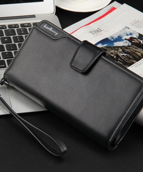 Baellerry Casual Wallet Long Clutch Tri-fold Wallet Multifunctional Phone Bag For Men, Brown, Black