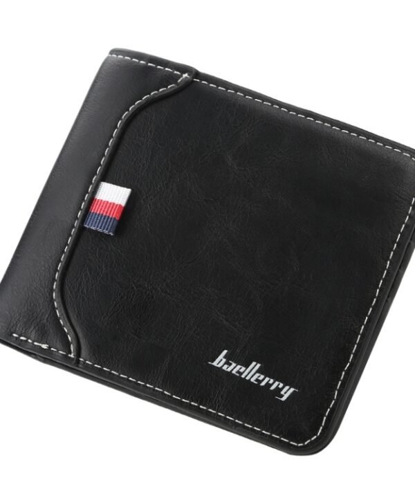 Baellerry Short Wallet Tri-fold Horizontal Coin Purse For Men, Black, Light Coffee, Dark Coffee, Red Brown
