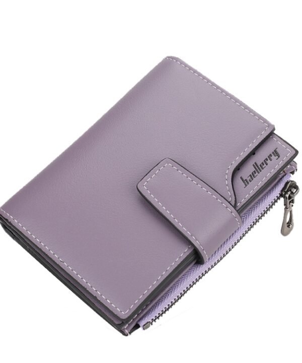 Baellerry N5013 Ladies Cropped Wallet Multi-Card Slot Zipper Buckle Coin Purse, Purple, Navy Blue, Black, Pink, Jujube Red, Gray Green, Grey, Brown, Dark Pink, Light Blue