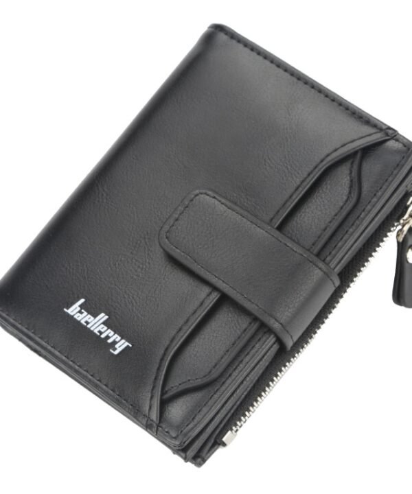 Baellerry D3218 Men Short Multi-Card Slot Zipper Wallet Large Capacity Card Holder, Khaki, Black, Brown