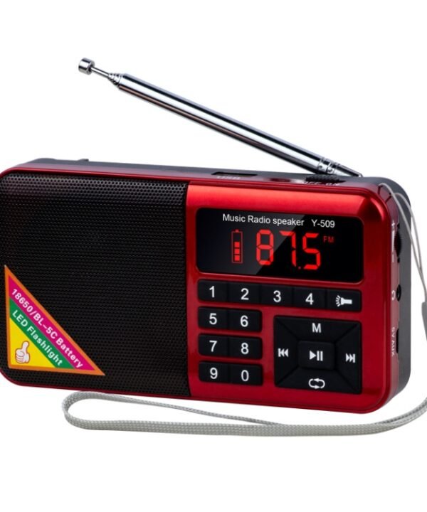 Bluetooth Card Radio Digital FM Player, Specifications: Y-509FM (No Solar Panel), Red, Gold, Blue, Black