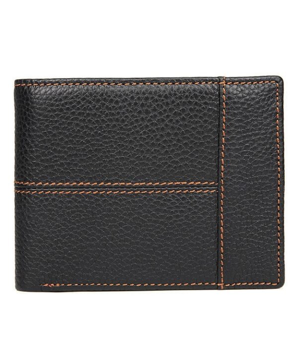 Men Retro Portable Wallet Short Cowhide Leather Wallet, Black, Coffee, Brown