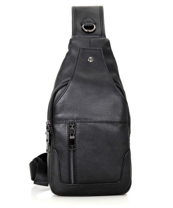 Casual Men Chest Bag First Layer Cowhide Messenger Bag
