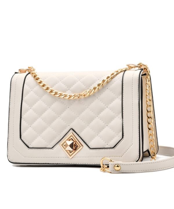 6382 One-shoulder Diagonal Rhombus Chain Bag, 6382 (White), 6382 (Khaki), 6382 (Light Grey), 6382 (Black), 6382 (Light Green), 6382 (Pink), 6382 (Dark Red)
