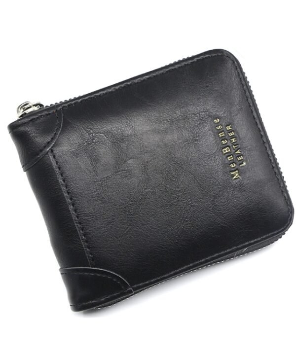 Menbense Casual Fashion Large Capacity Multi-Card Retro Zipper Wallet, Black, Dark Brown, Light Brown