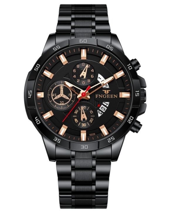 FNGEEN 5225 Multifunctional Waterproof Quartz Watch, Blue Steel Rose Shell Blue Surface, Black Steel Rose Shell Black Surface, Black Steel Black Shell Black Surface, White Steel White Shell Black Surface, Black Steel Black Circle White Surface...