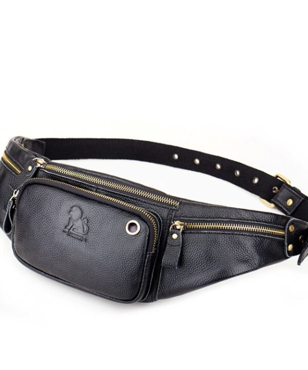 LAOSHIZI Vintage Leather Waist Bag Shoulder Crossbody Bag Shoulder Chest Bag For Men, Black, Brown