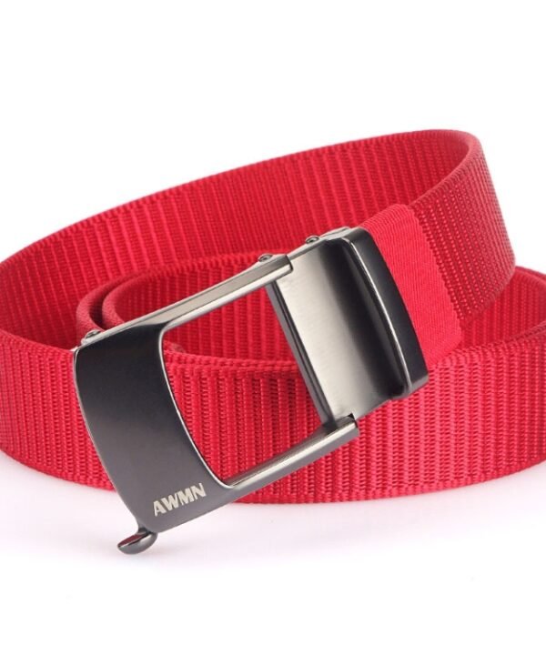 AWMN Men Nylon Cutout Automatic Buckle Toothless Belt, Length:, 120cm