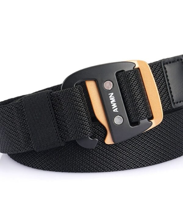 AWMN Men Casual Woven Stretch Sports Hook Buckle Belt, Length:, 120cm