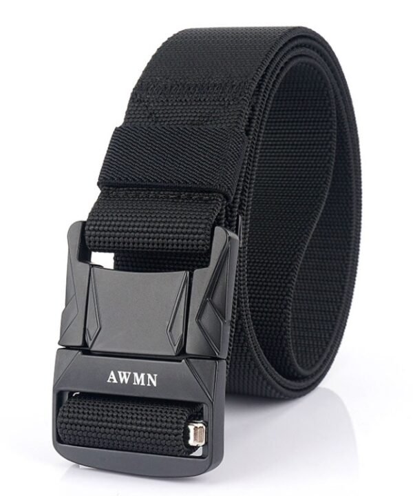 AWMN Men Outdoor Metal Buckle Elastic Nylon Belt, Length:, 120cm