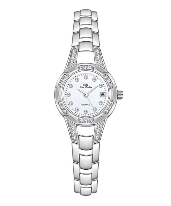 BS Bee Sister FA1679  Ladies Diamond Chain Watch Cute Small Round Watch With Calendar, Silver, Gold, Rose Gold