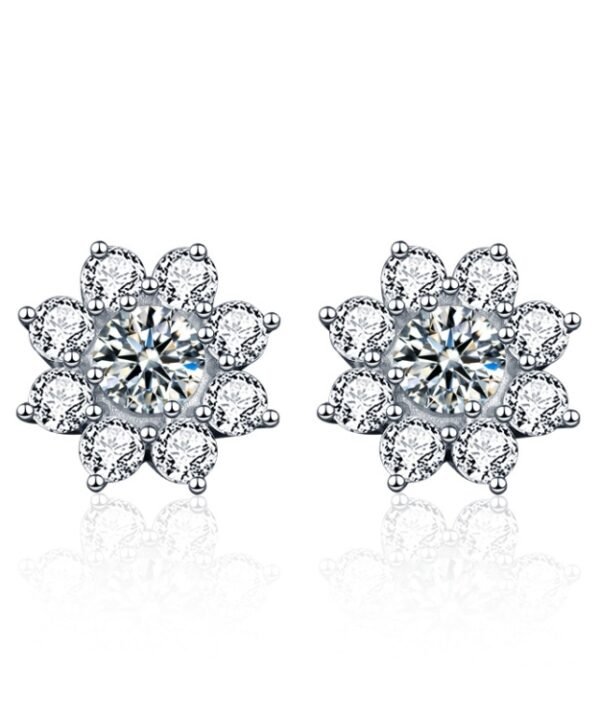 XEZ002 925 Silver Sun Flower Earrings Moissanite Diamond Personal Earrings, XEZ002