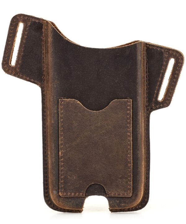 CONTACTS FAMILY Crazy Horse Leather Large Screen Mobile Phone Belt Holster, Brown, Black