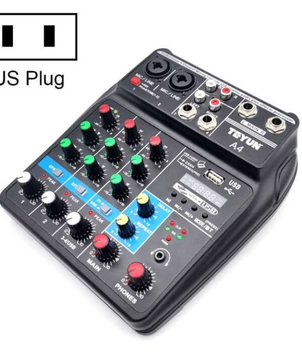 TEYUN A4 4-way Small Microphone Digital Mixer Live Recording Effector