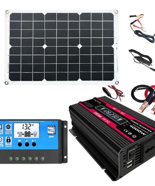 Solar Power System Inverters+30A Controller+18W 18V Solar Panel, Black 12V To 220V, Black 12V To 110V, Red 12V To 220V, Red 12V To 110V