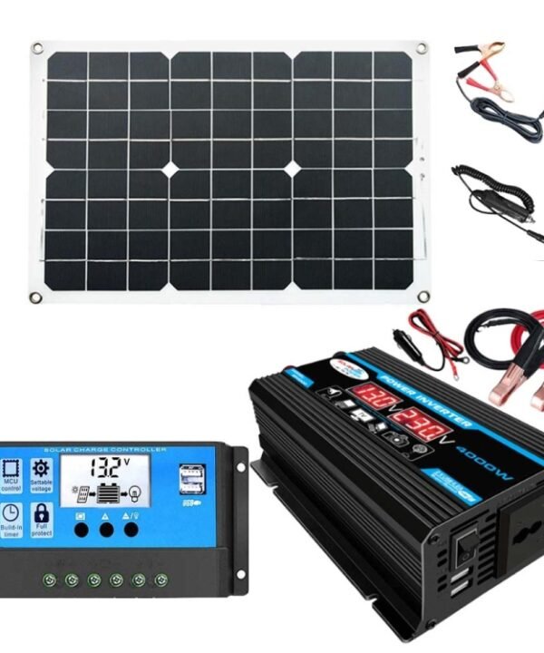 Solar Power System Inverter 30A Controller+18W 12V Solar Panel, Specification:, Black 12V To 110V, Black 12V To 220V, Yellow 12V To 110V, Yellow 12V To 220V