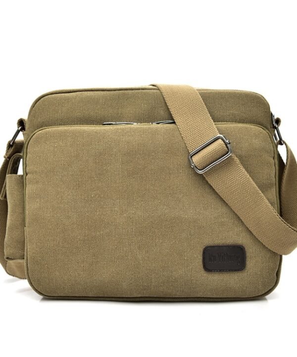 RuYiHuang Men Vintage Canvas Versatile Single-Shoulder Bag, Khaki, Black, Brown
