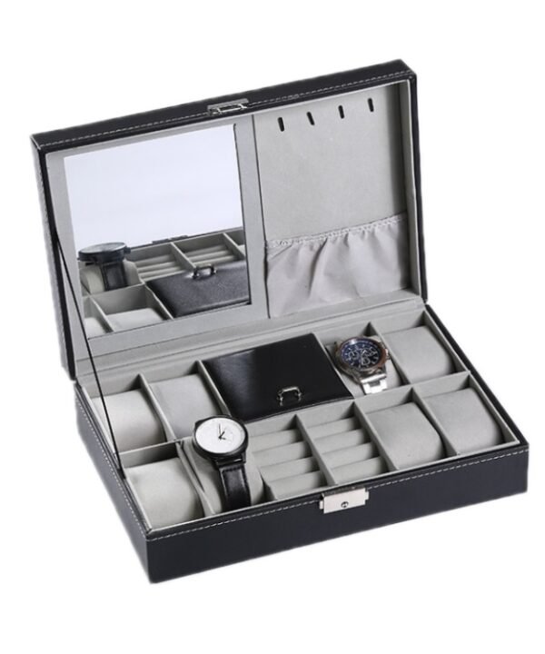 8-Bit Watch Display Storage Box Necklace Ring Jewelry Box With Mirror, 8-Bit Watch Display Box