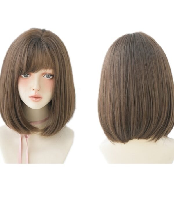 Women Medium Length Natural Realistic Full Shoulder Length Wig, Cold Brown 36cm, Black Tea Color 36cm