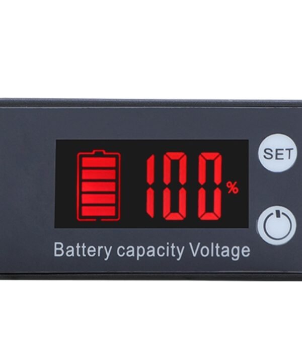 Two-Line Digital Display DC Voltmeter Lead-Acid Lithium Battery Charge Meter, Color:, Red, Green, Blue, White, Red+Temperature, Green+Temperature, Blue+Temperature, White+Temperature