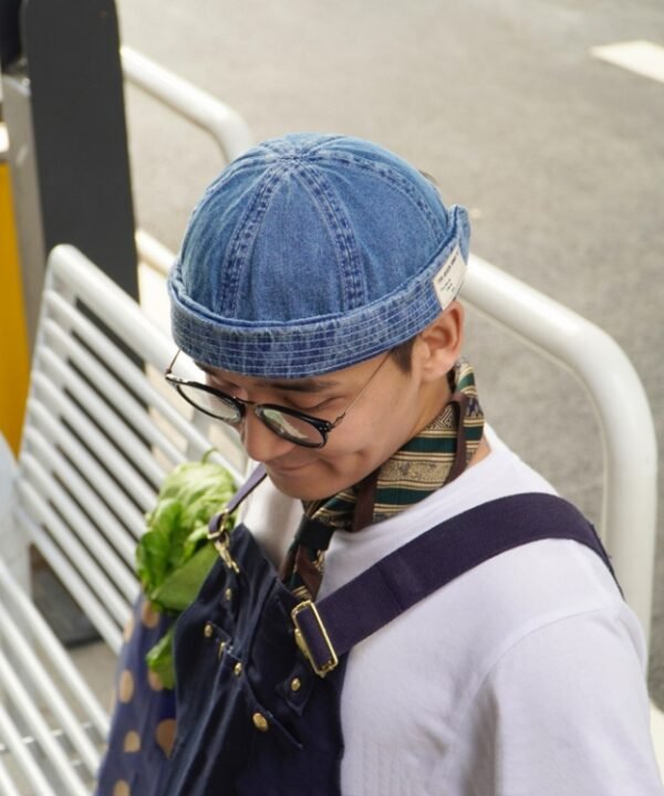 GEGEEN DOMOG Cowboy Landlord Hat Literary Melon Cap Retro Sailor Hat, Denim Blue