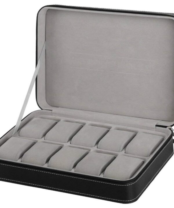 10 Bit Zipper Watch Box Storage Display Box PU Zipper Bag Watch Box, 10 Bit