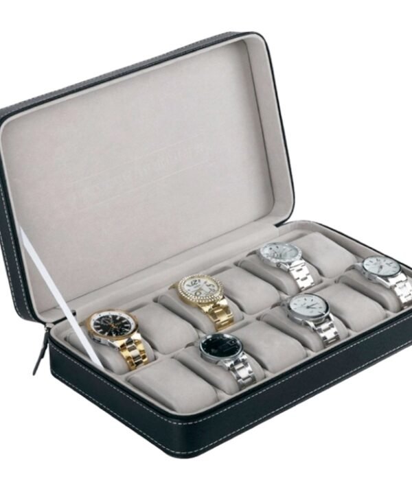 12 Bit Zipper Watch Box Storage Display Box PU Zipper Bag Watch Box, 12 Bit
