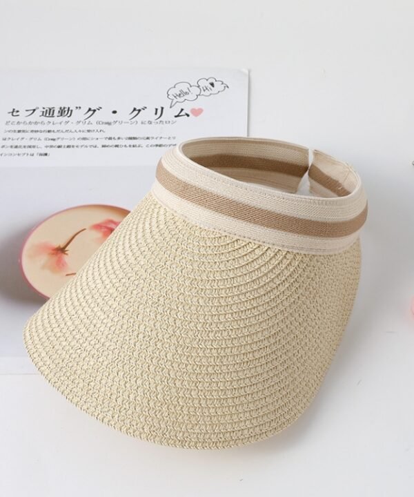 Parent-child Beach Sun Protection Empty Top Sunshade Straw Hat, For Adult (Beige), For Adult (Pink), For Adult (Navy Blue), For Adult (Coffee), For Adult (Black), For Kids (Beige), For Kids (Pink), For Kids (Navy Blue), For Kids (Coffee), For Kids (Black)
