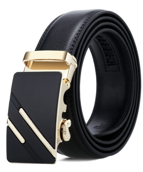 Dandali Casual Men Automatic Buckle Belt Business Soft Leather Pants Band, 110cm
