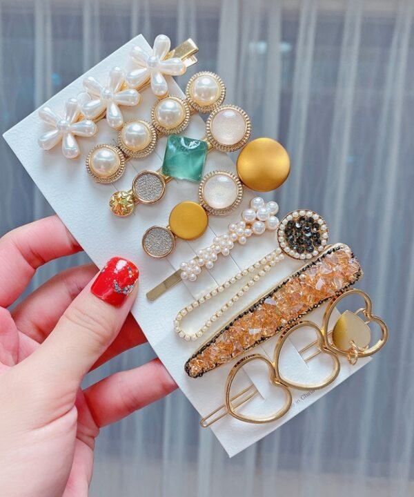 Alloy Colorful Hairpin Headgear Pearl Rhinestone Clip Set, 8PCS/Set Heavy Work, 8PCS/Set Cherry, 8PCS/Set Pink Cherry, 8PCS/Set Starfish, 7PCS/Set Mermaid, 4PCS/Set Light Blue, 6PCS/Set Purple, 7PCS/Set Diamond Hand, 7PCS/Set Gradient Green...