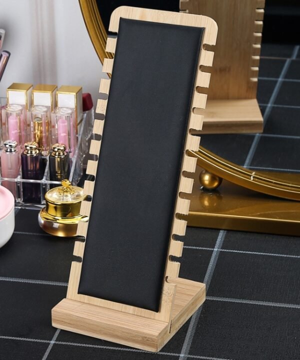 Simple Solid Wood Necklace Display Stand Jewelry Props Necklace Hanger, Black Skin, White Skin, Beige Velvet, Ink Green