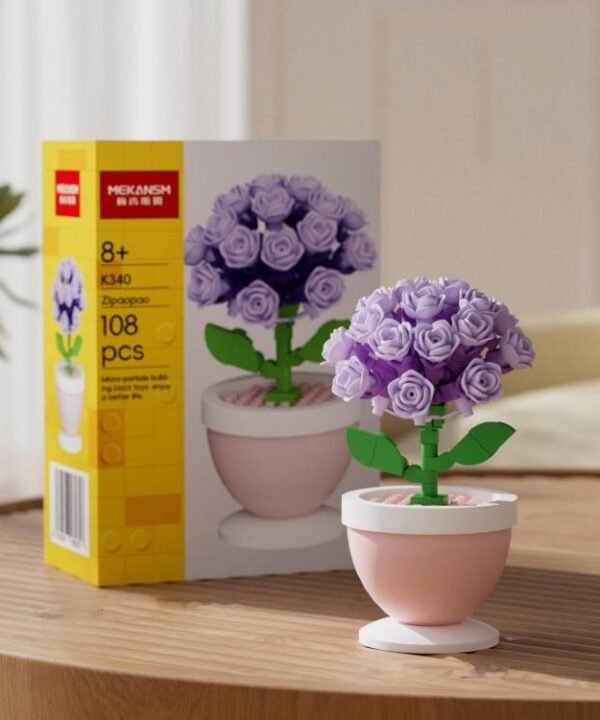 MEKANSM Mini Flower Building Blocks Micro Building Bricks Potted Plant Small Botanical Collection Desk Decor DIY Toy for Kids 8+ and Adults, K340 Purple Hydrangea, K337 Carnation