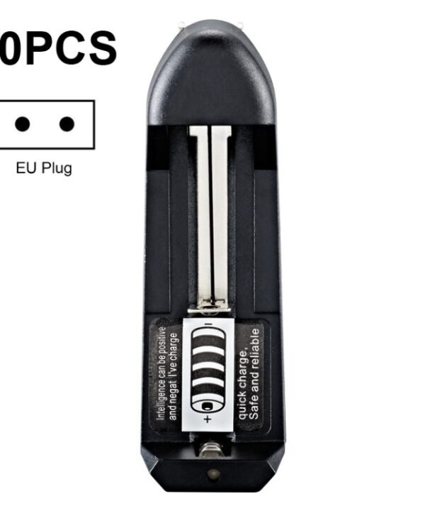 10 PCS BMAX Single Slot Direct Insert Power Supply 18650 Lithium Battery Charger, Single Slot EU Plug(Black), Single Slot US Plug(Black)
