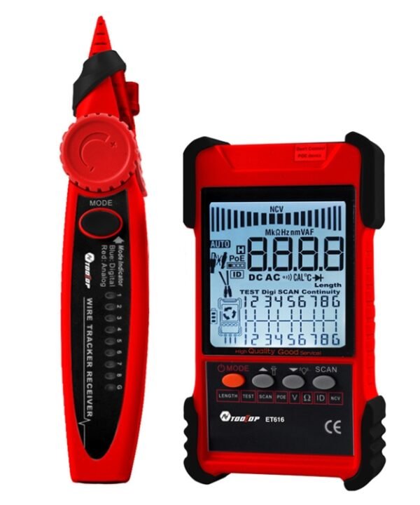 Rechargeable Adjustable Network Cable Tester Wire Tracker POE Cable Tester, ET616 (Red), ET618 (Red), ET616, ET618