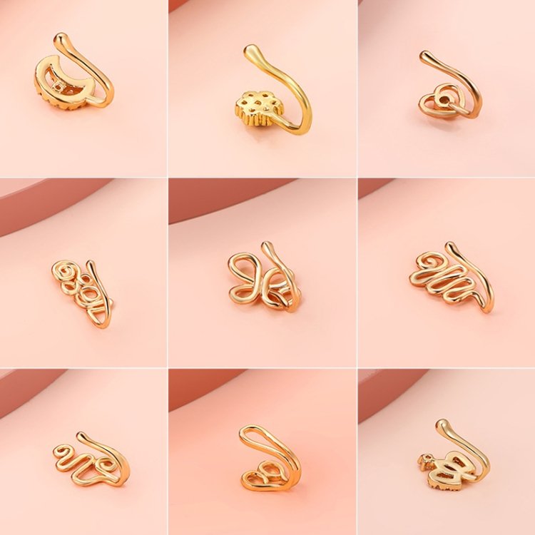 U-shaped Nose Clip Copper Inlaid With Zircon Nose Decoration, Color: G-189 Silver, G-364 Gold, G-365 Silver, G-247 Gold, G-248 Silver, G-251 Gold, G-252 Silver, G-253 Gold, G-254 Silver, G-235 Gold, G-236 Silver, G-231 Gold, G-232 Silver, G-249 Gold... - Image 3