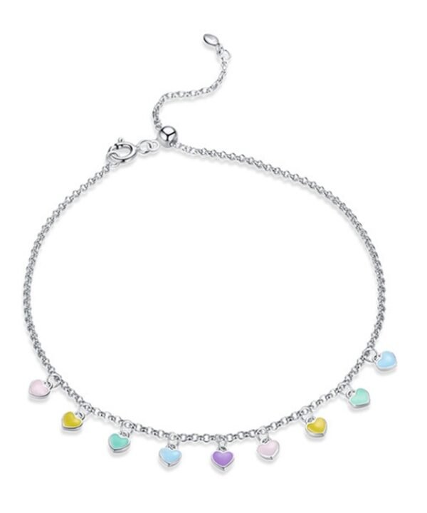 SCT020 Rainbow Love Silver Anklet S925 Silver Anklet
