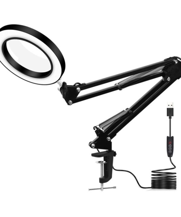 5X Magnifying Glass LED Folding Long Arm Clip Light Eye-protection USB Reading Lamp, Small, Medium, Large