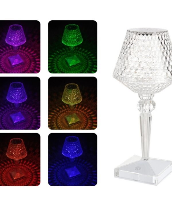Bedside Crystal Table Lamp LED Wine Glass Night Light, Specification:, 3 Color Model USB, Remote Control RGB16 Colors, 3 Color Plug-in Model