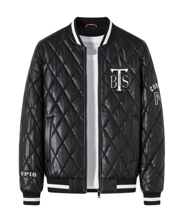 Slim V-Neck Pinch Cotton Baseball Jacket Warm PU Leather Jacket, M, L, XL, XXL, XXXL, 4XL