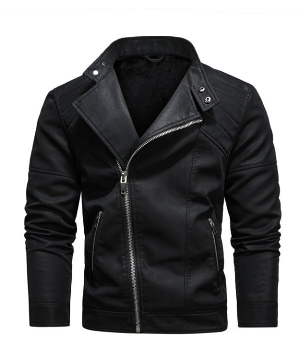Mens Lapel Leather Motorcycle Jacket, S, M, L, XL, XXL, 3XL