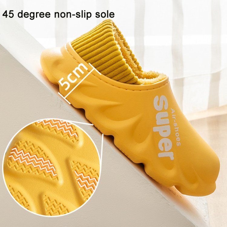 Winter Warm Velvet Thick Waterproof Cotton Slippers, Yellow, Blue Gray, Orange Red, Pink 8055, White 8055, Light Coffee 8055, Black 8055, Blue Gray 599, Duck Egg Green 599, Pink 599, Caramel 599, Dark Blue 599, Yellow 599, Yellow No Heel... - Image 3