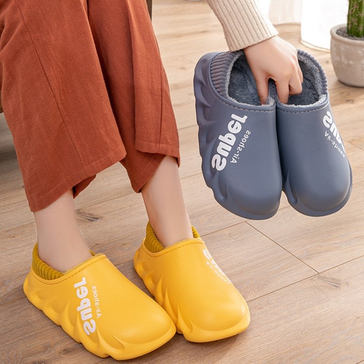 Winter Warm Velvet Thick Waterproof Cotton Slippers, Yellow, Blue Gray, Orange Red, Pink 8055, White 8055, Light Coffee 8055, Black 8055, Blue Gray 599, Duck Egg Green 599, Pink 599, Caramel 599, Dark Blue 599, Yellow 599, Yellow No Heel... - Image 6