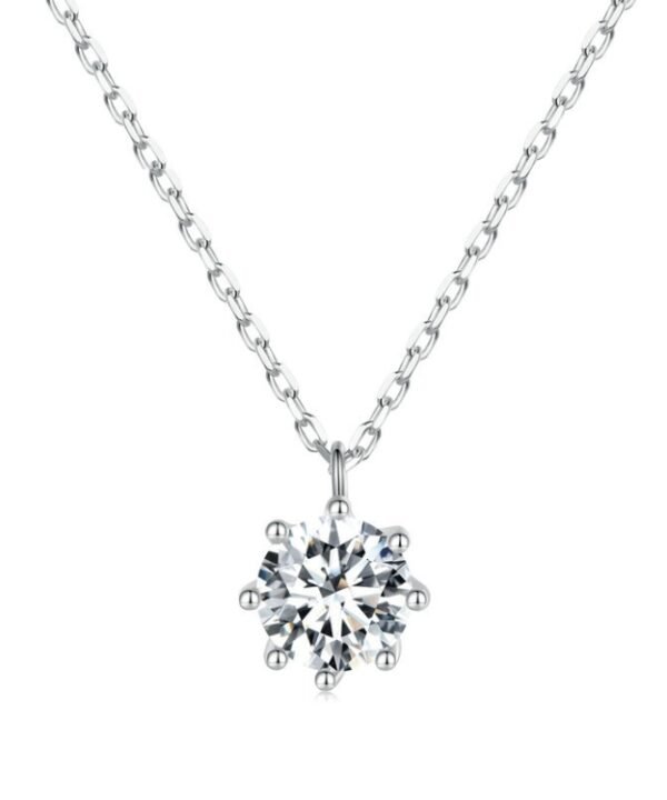 S925 Sterling Silver Sparkling O Chain Necklace Moissanite Pendant, MSN003