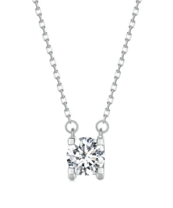 Sterling Silver S925 Sparkling Moissanite Pendant White Gold Plated Necklace, MSN005