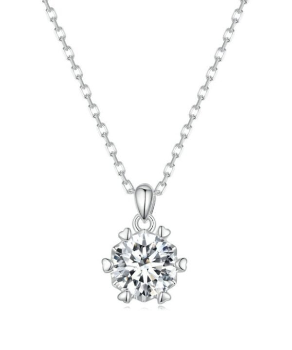 Sterling Silver S925 Hexagonal Moissanite Pendant White Gold Plated Necklace, MSN006