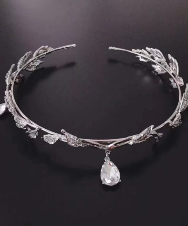 Leaves Frontal Ornaments Crown Hair Band Rhinestone Headdress, Rhinestone Headdress Silver, Rhinestone Headdress Gold