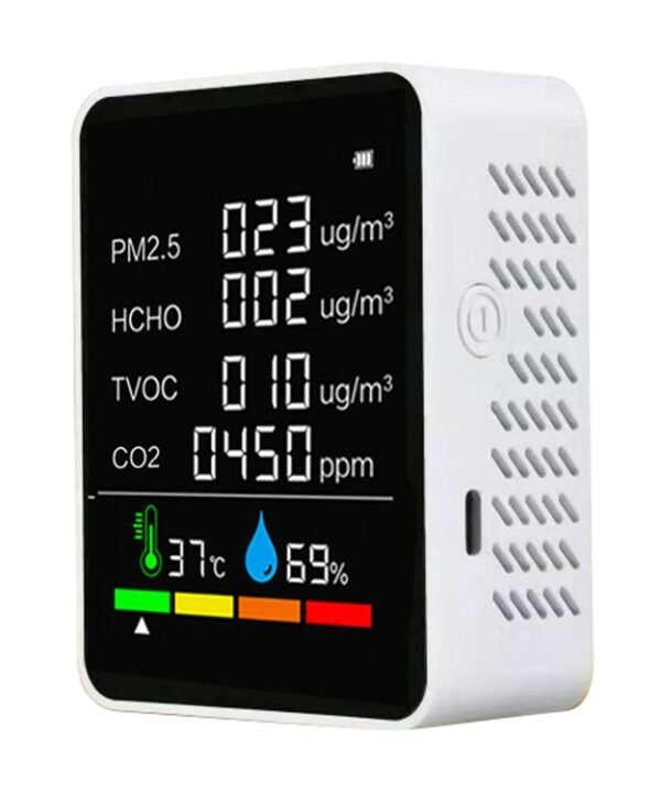 ZN-2COWT 6 In 1 PM2.5 Infrared Sensor CO2 Formaldehyde TVOC Temperature Humidity Detector, 6 In 1 Infrared/Semiconductor